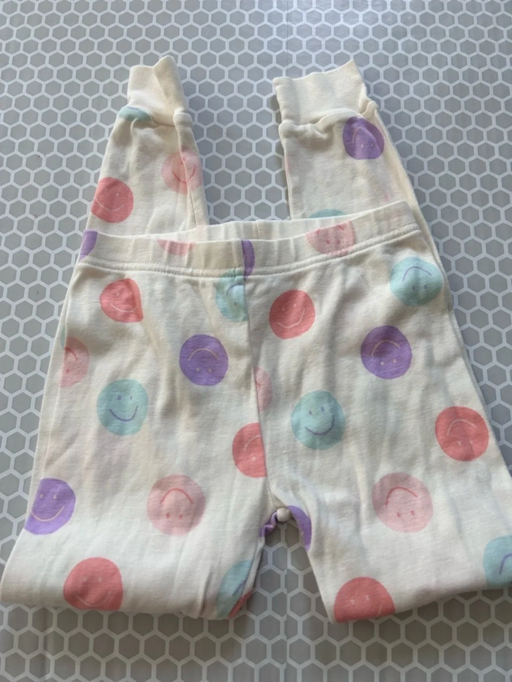 Carter's Cream Pajama Set with Pink, Purple & Blue Smiley Dots Size 6